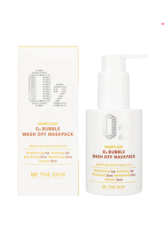 სახის ნიღაბი | Be the Skin HEARTLEAF O2 BUBBLE WASH OFF MASK PACK - Image 1