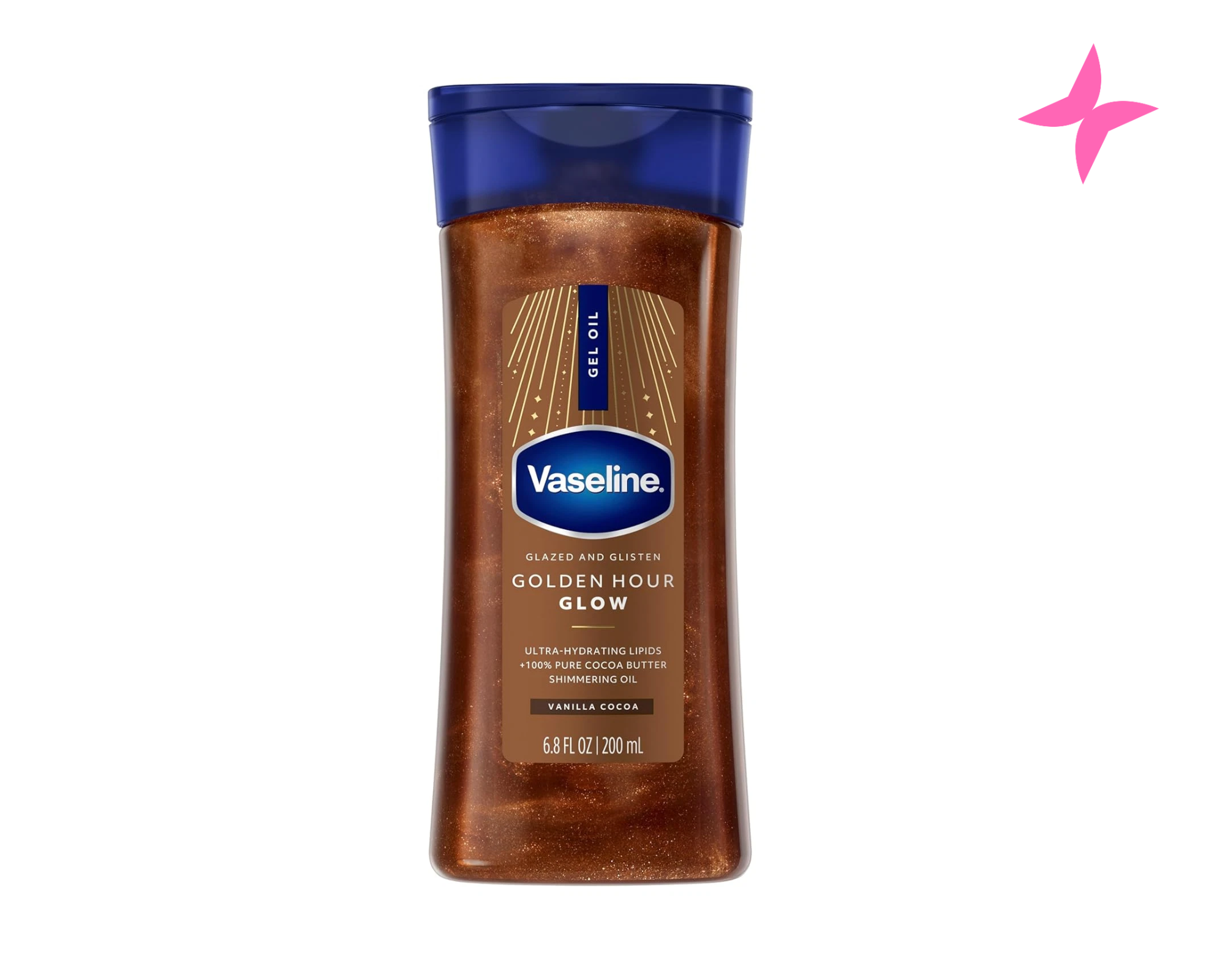 Vaseline Glazed and Glisten Golden Hour Body Gel Oil Glow Vanilla Cocoa Shimmering with Ultra-Hydrating | ბზინვარე შიმერი ზეთი   200ML