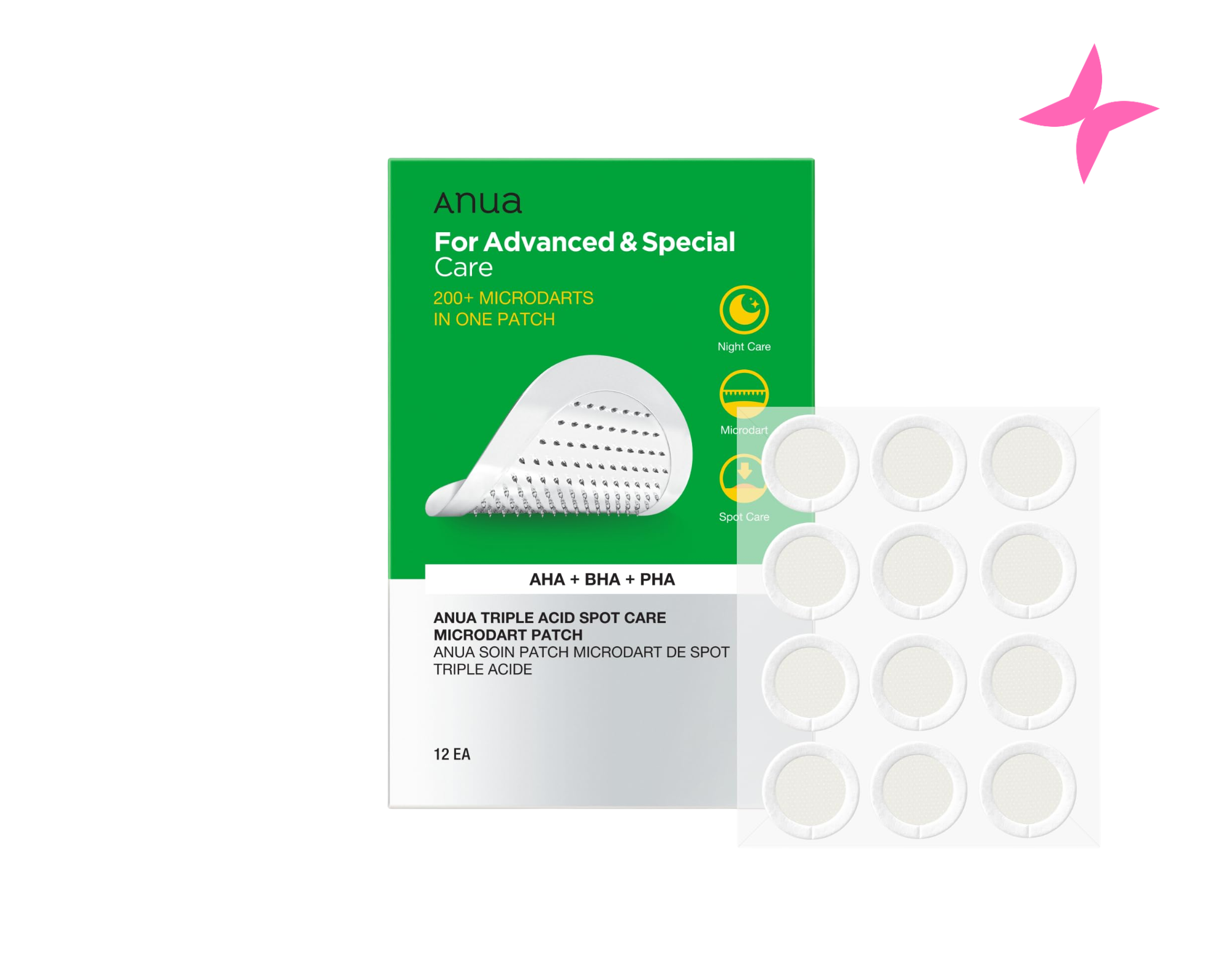 Anua – Triple Acid Spot Care Microdart Patch | გამონაყარის პლასტირი მიკრო-ნემსებით (12EA)